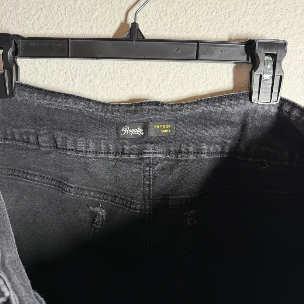 Royalty For Me Skinny Jeans‎ Women 38x27 Black Denim Stretch Slim Fit Streetwear